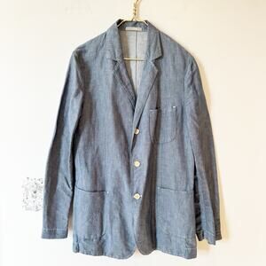 Mason’s Italian Chambray Stitched Cotton Linen Blazer Sports coat Jacket 50